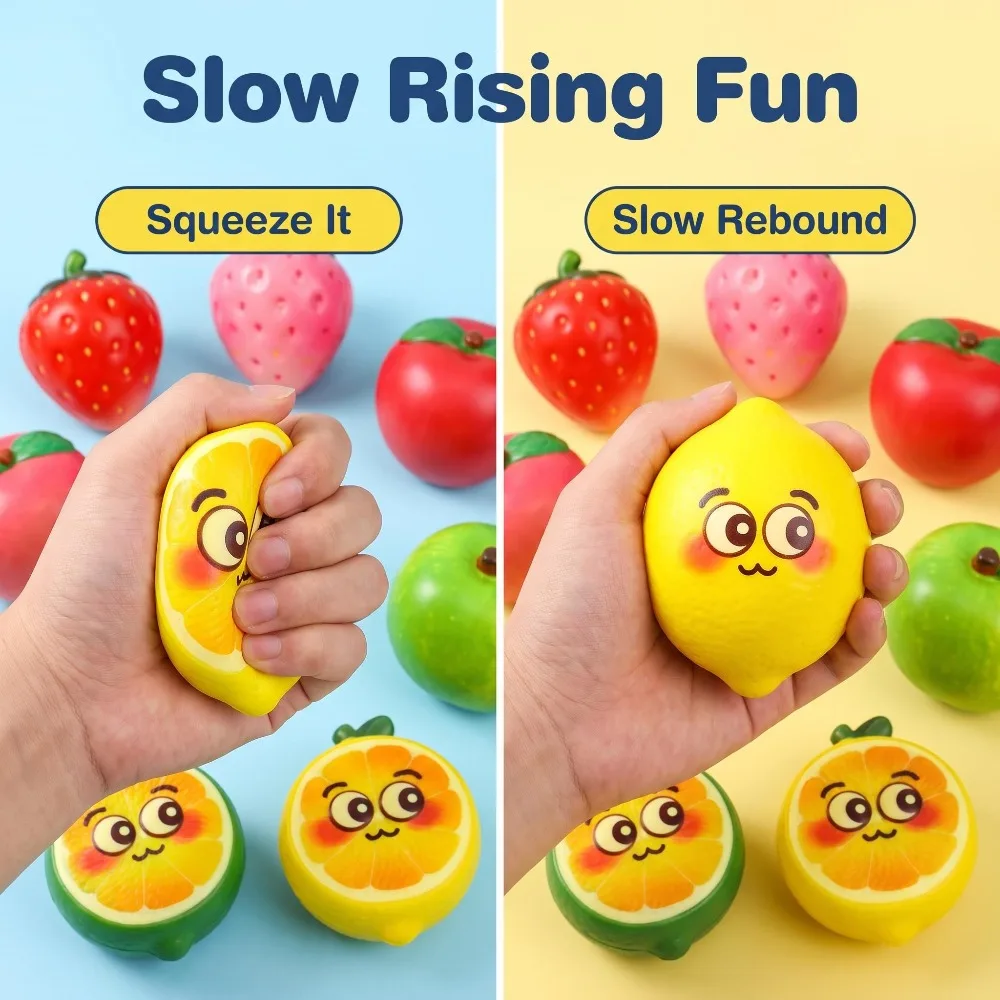 12Pcs Fruit Squishy Toys Set Slow Rising Stress Relief Fidget Pack PU Sensory Squeeze Anxiety Decompression Gift for Adults
