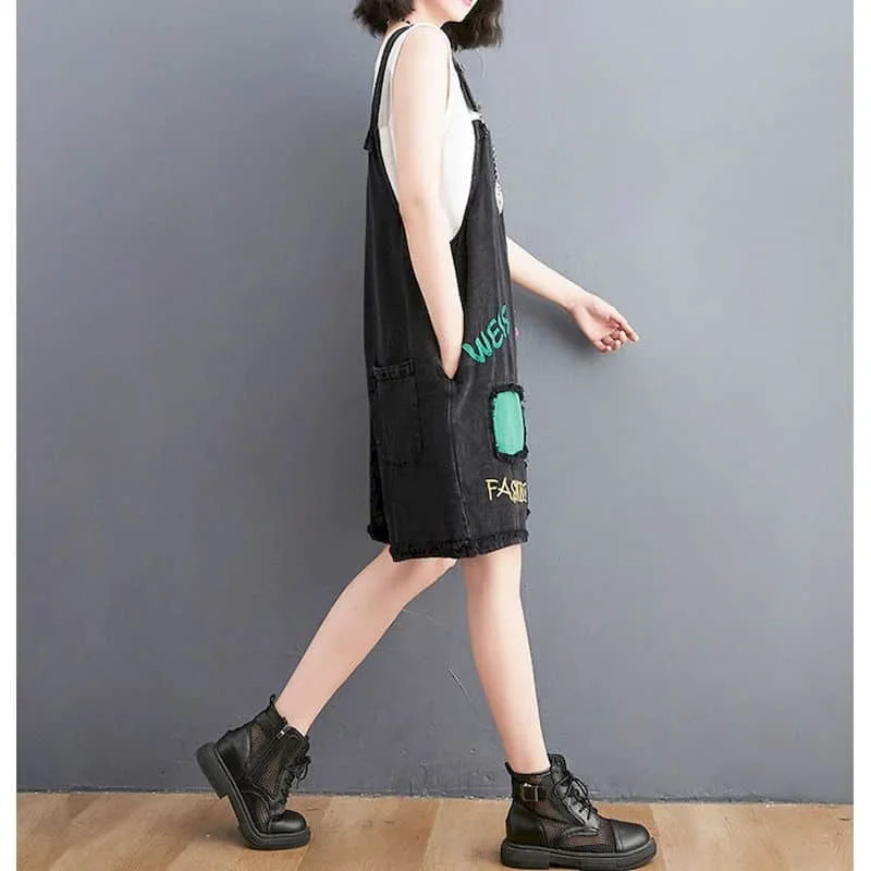 Monos vaqueros para mujer, monos Vintage de estilo coreano, pantalones de pierna ancha, pantalones sueltos, monos de gran tamaño para mujer, ropa