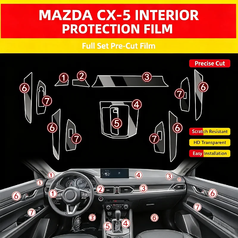 For Mazda CX-5 TPU film car accessories complete set dedicated center console display screen film full interior protection film