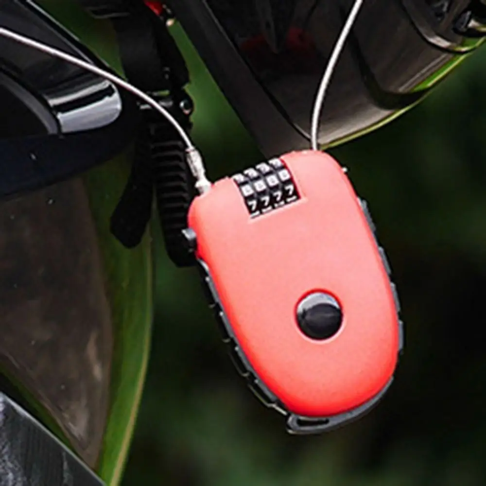 Coded Anti-Theft Motorcycle Helmet Lock Retractable Portable Motorbike Padlock 4 Digit Resettable Wheel Password Lock Motorbike