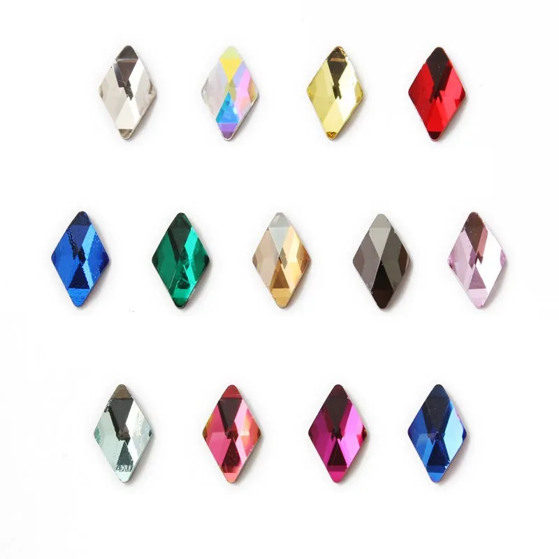 wholesale rhombus diamond 6*10mm Flat Back Nail Rhinestone  Special Shaped Crystals Art Stones 3D Personalized Decoration