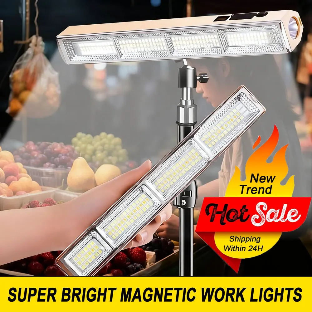 4000mAh/6000mAh LED Work Light LED Bar with Magnet/Hook, All Night Runtime 4 Modes Dimming (Warm/White/Neutral/SOS) + Side Torch