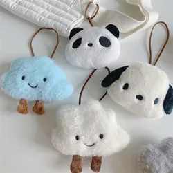 Cute Cartoon Plush Cloud Panda Animal Keychain Kindergarten Name Tag Lanyard Key Ring for Women Girls Backpack Anti-Loss Pendant