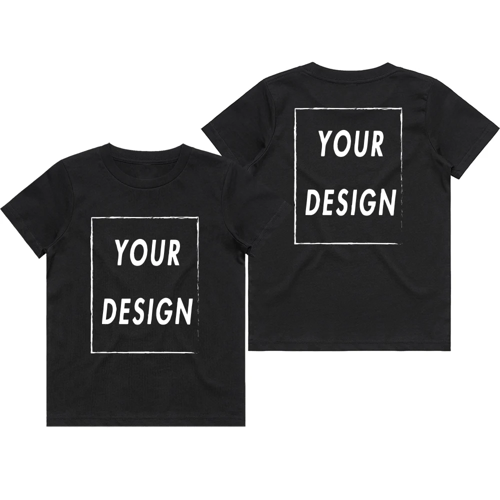 Custom T-shirt for Youth Front Back Print Your Own Logo Text Photo 100% Cotton Personalized Premium Kids Gifts T Shirts