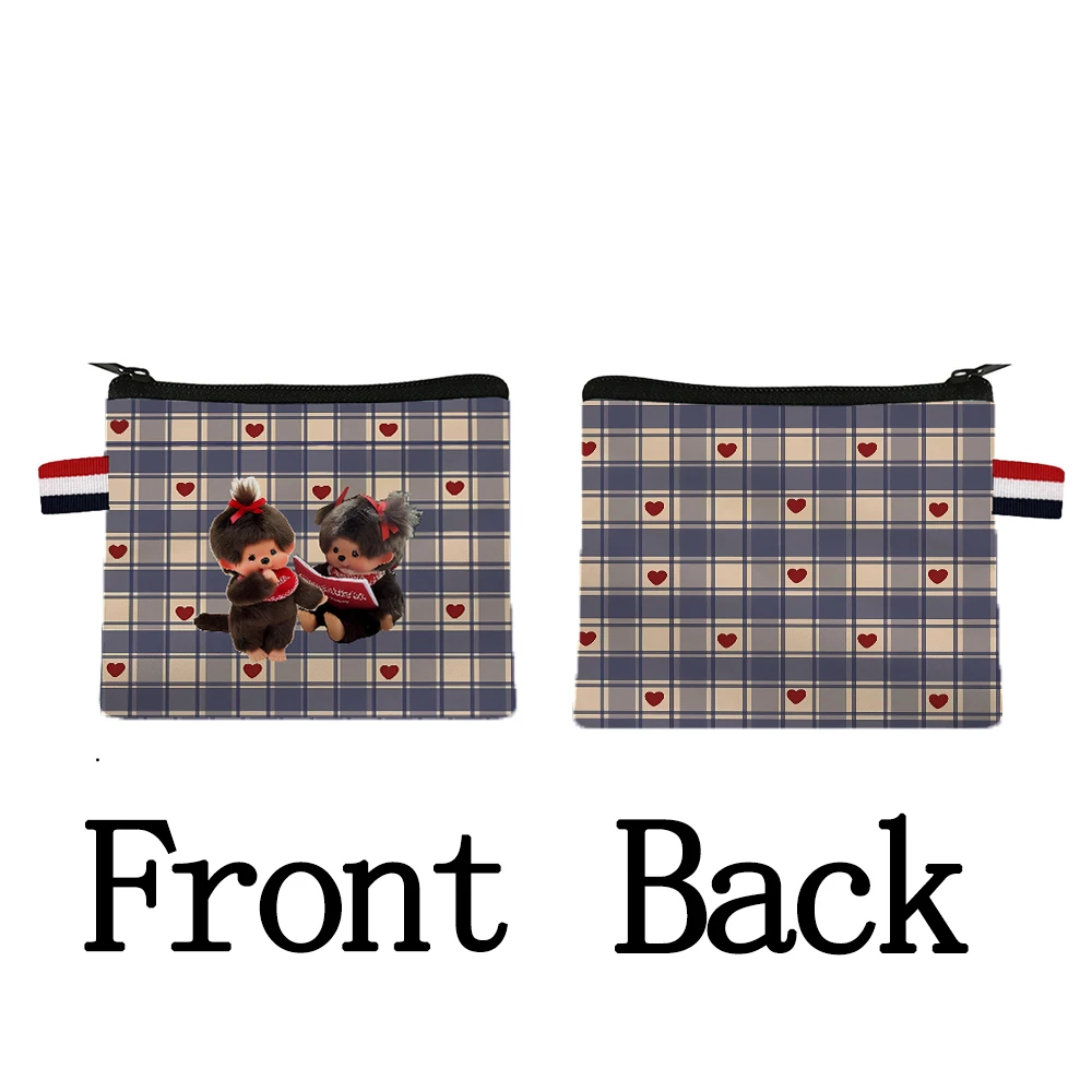 Monchhichi Sublimation Wallet Coin Purse Portable Wallet Women Cartoon Print ID Card Storage Bag Girl Cute Small Makeup Bag Gift