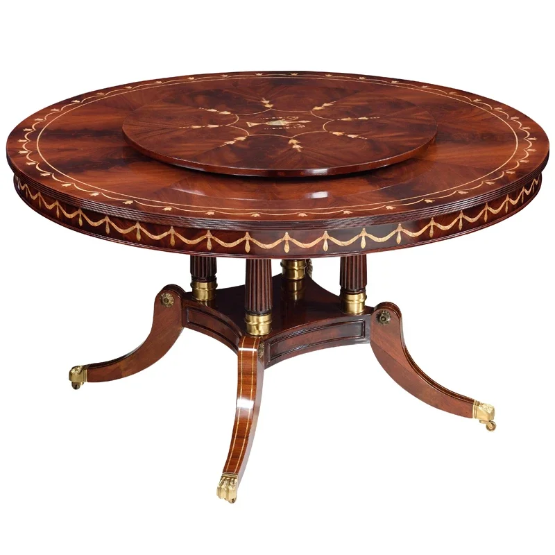 

British Furniture Theodore Classical Shell Dining Table and Chair Set Dining Room round Table