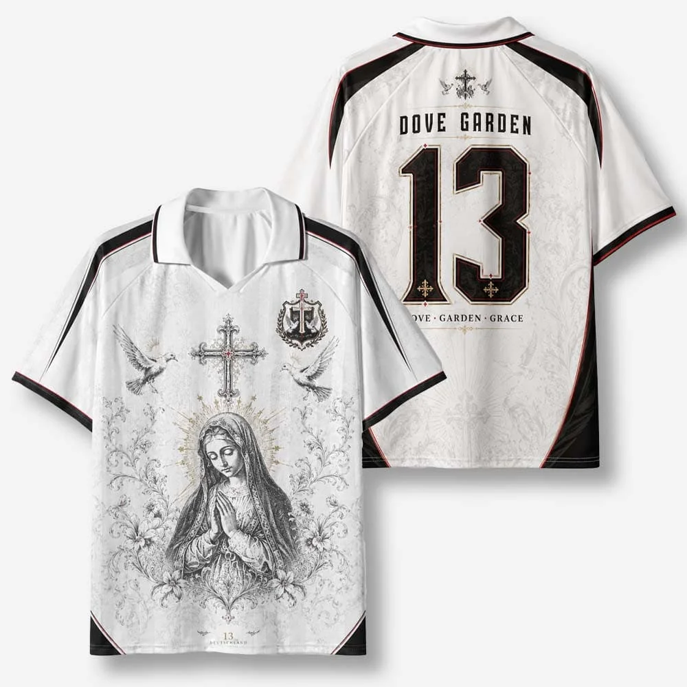 2026 New Lapel Polo Short Sleeved Shirt Retro Christian Cross Religious Pattern Printed T-shirt Fitness Training T-shirt