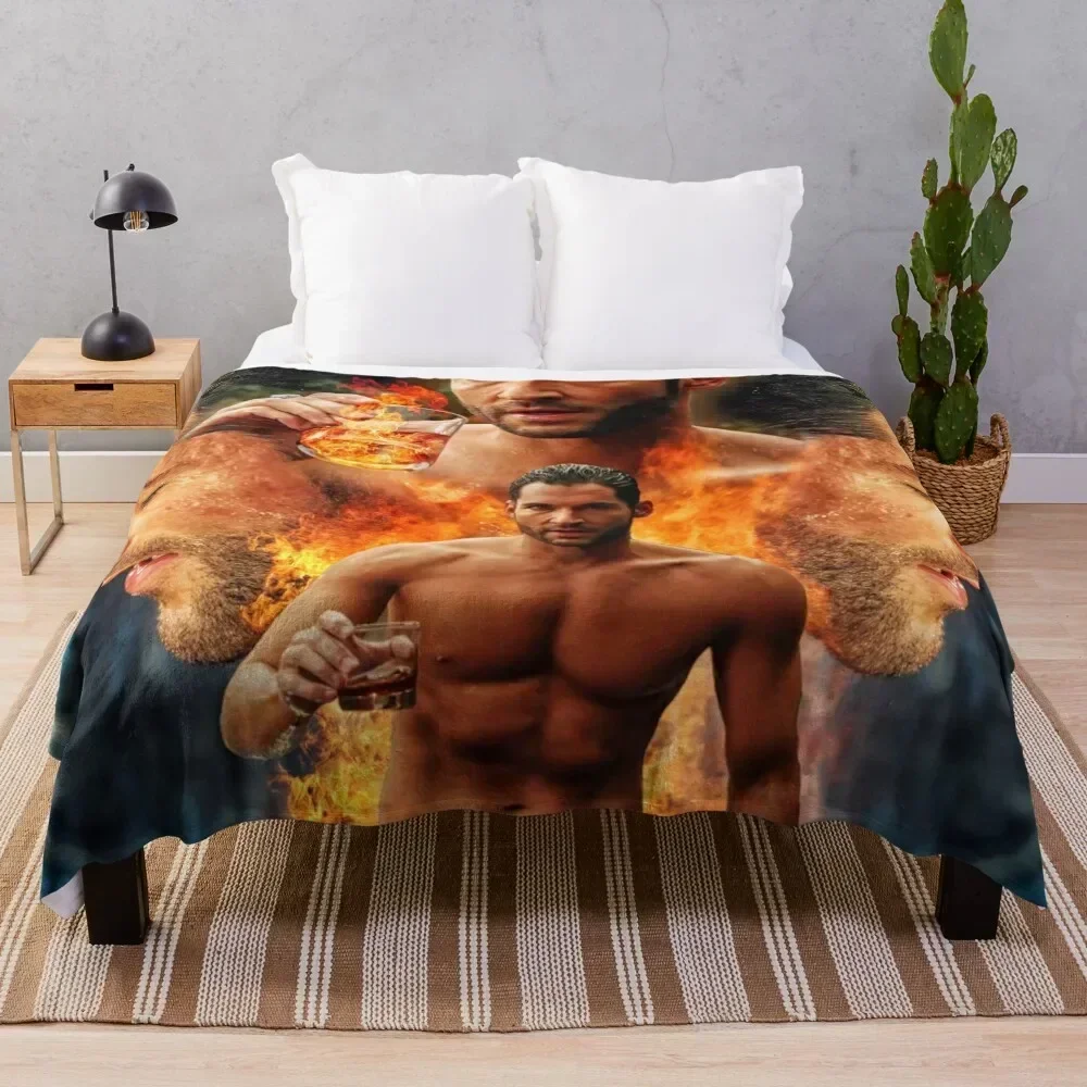 

Tom Ellis - Lucifer is Risen Throw Blanket Warm Plush Fuzzy Blanket for Living Room