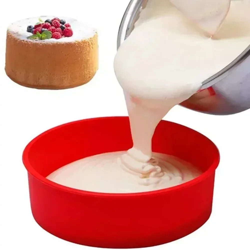 6 Pieces Silicone Cake Baking Mold 4 Inch Tray Round Mold Non-stick Bakeware Reusable Cake Pan Baking Tool Easy To Clean