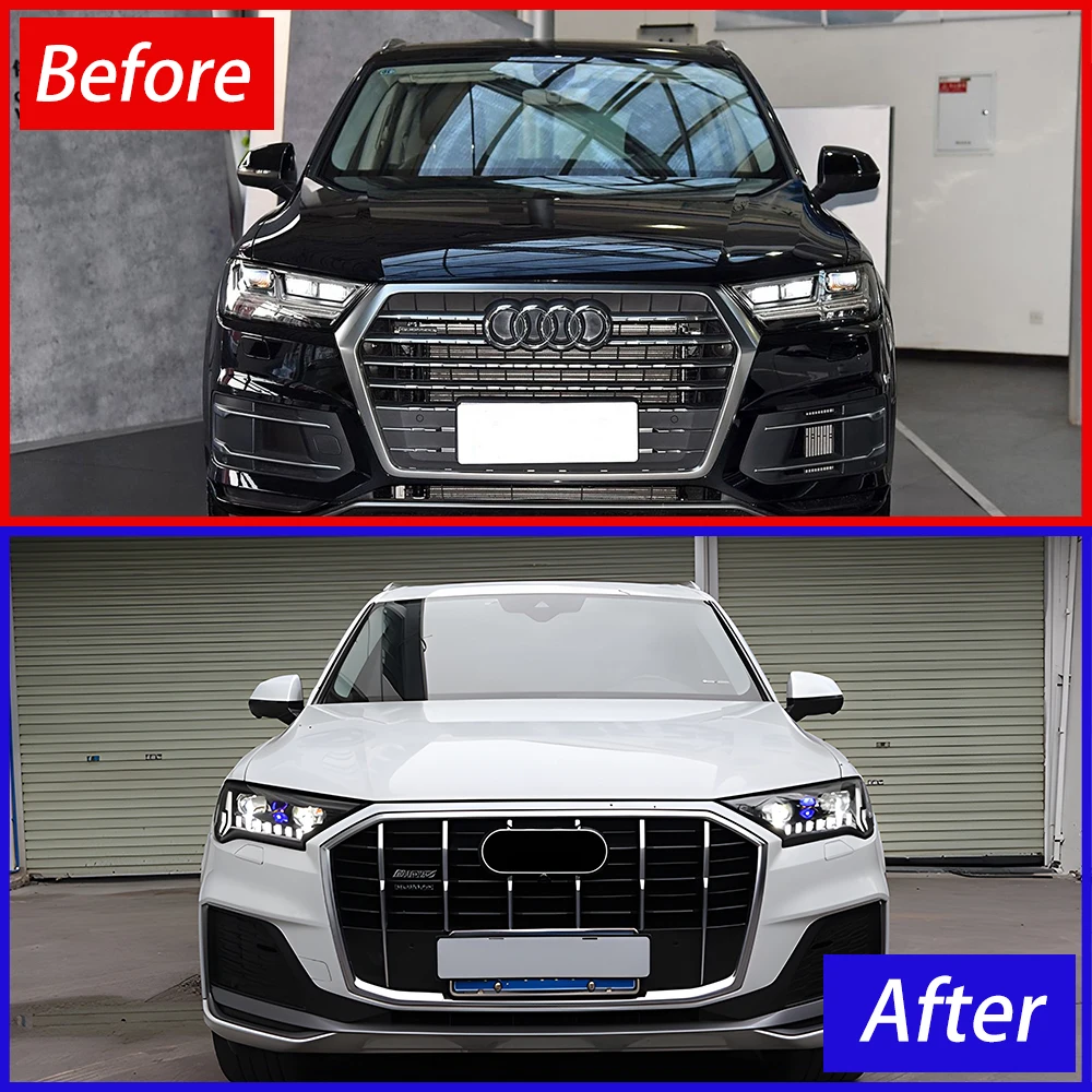 For Audi Q7 2016-2019 LED Auto Upgrade 2022 Style Headlights Assembly Projector Lens Car Tool Accessories Plug and Play