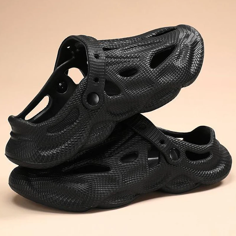 Shevalues Summer New Hollow Sandals For Men Outdoor Fashion Hole Clogs Slippers Men Non-slip Garden Shoes Soft Sole Beach Slides image 2