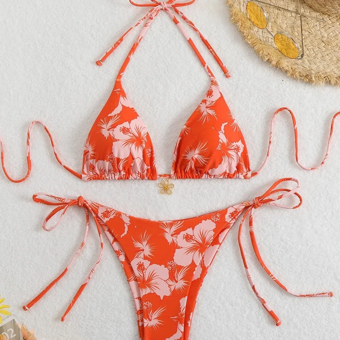 Neuer 2025, Bikini-Badeanzug für Damen, bedruckt, überkreuzter Ausschnitt, trägerlos, Independent Station, Marke, keine (AE-Lagerbestand), Herkunft China