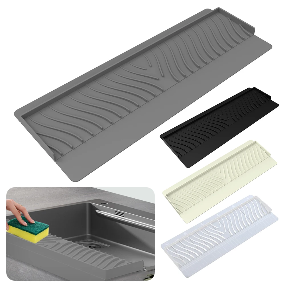 

Durable Silicone Sink Splash Guard Can Be Cropped Foldable Faucet Splash Pad Sucker Non-Slip Water Retaining Pad Bathroom