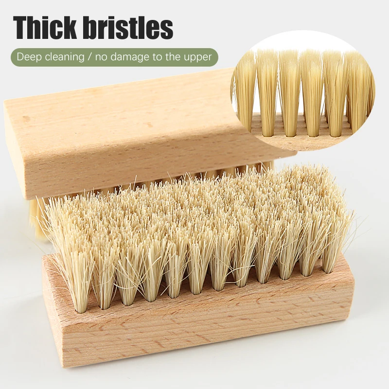 Pig Bristles Shoe Brush For Slippers Sneaker Brush Shoes Cleaning Brushes Boot Brush Cleaner Wood Handle Shoe Brush