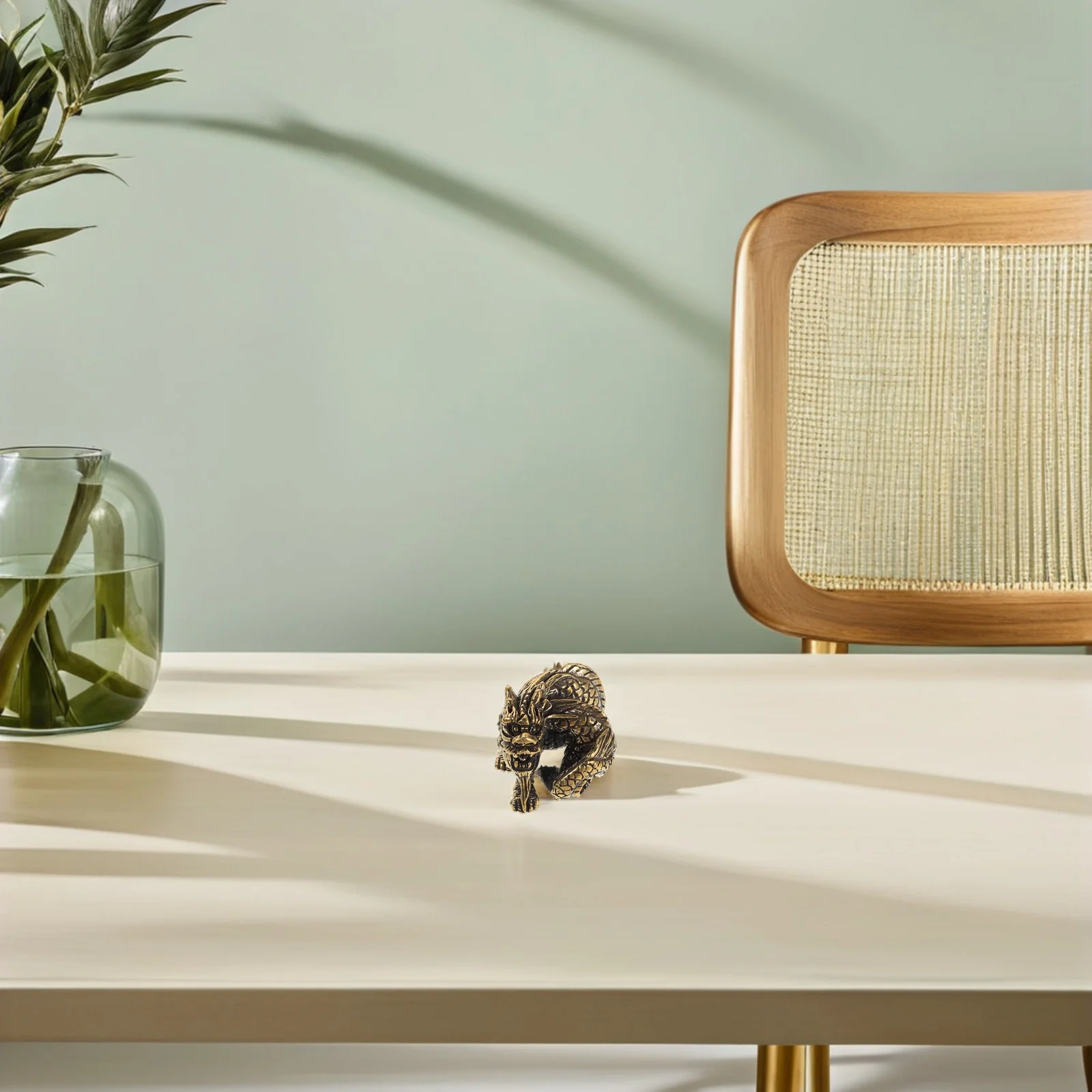 

Retro Brass Dragon Miniature Vintage Desktop Car Ornament Intricate Details Auspicious Wealth Home Office Decor