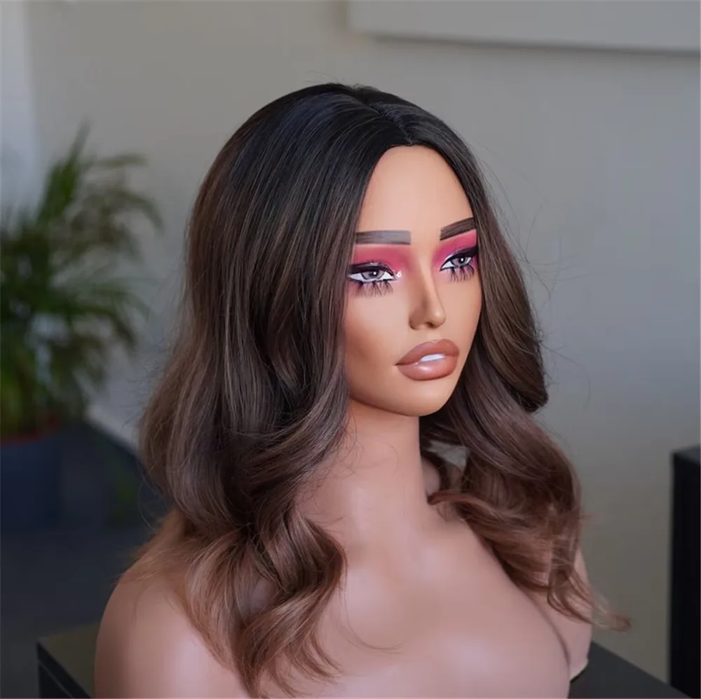 New Natural Middle Parting Short French Bob Brunette Brown Wig Soft Heat Resistant Synthetic Hair Wigs For Womne Daily Wear 16