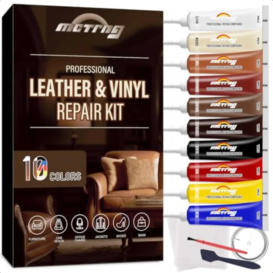 

Leather Repair Kit for Furniture Couch Sofa Jacket Car Seats and Purse Restores Faux Artificial Genuine Pleather and Any Materi