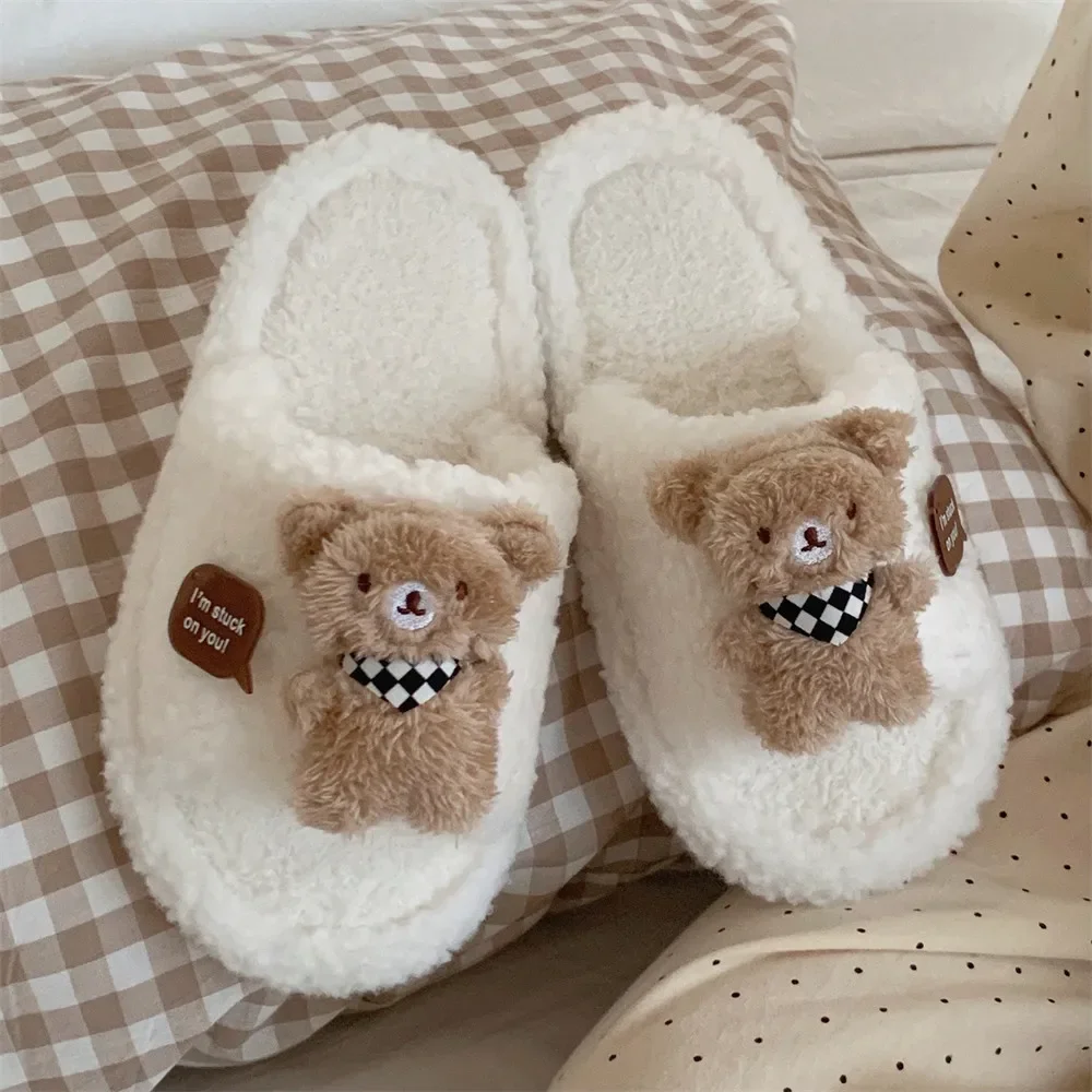 Winter Warm Flat Fur Slippers Women Faux Suede Fluffy Furry Home Slides Woman Comfort Non Slip Indoor Floor Cotton Shoes