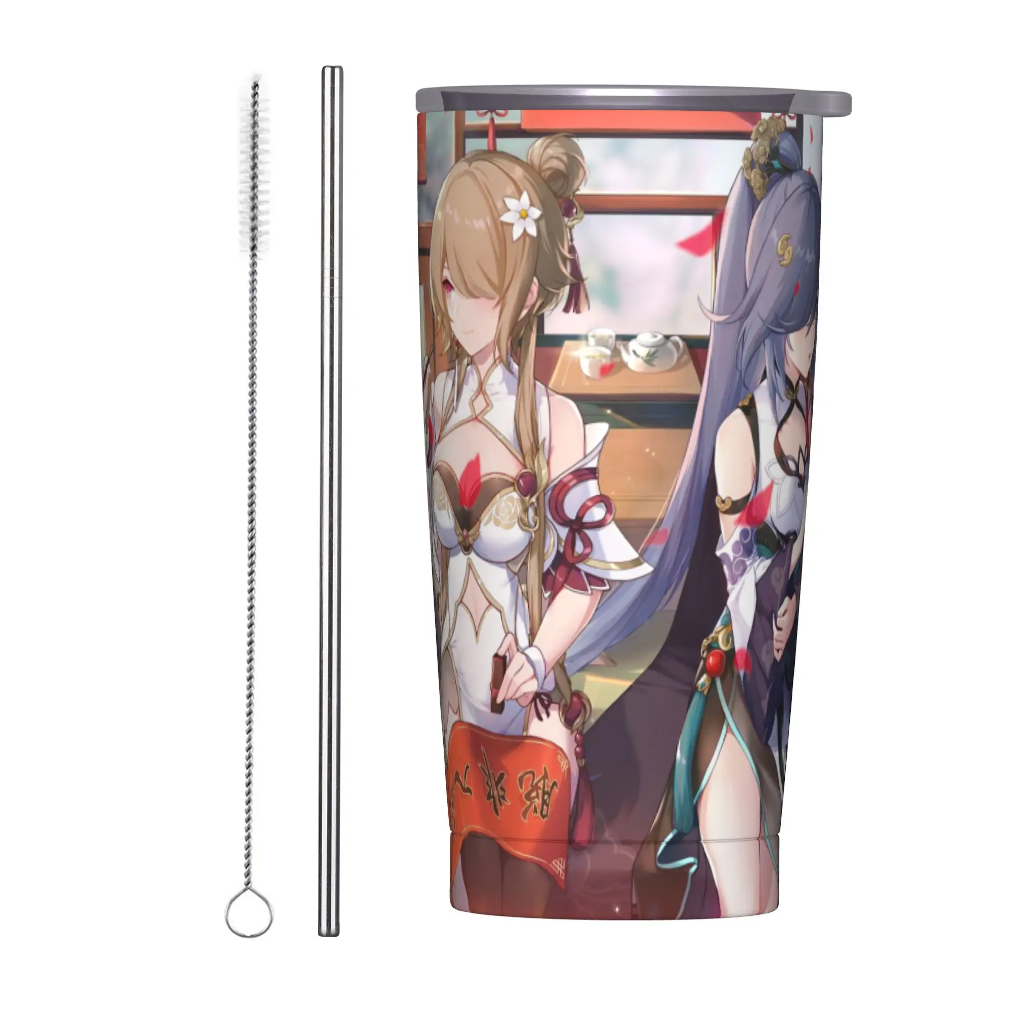 Honkai Impact Anime Tumbler Vacuum Insulated  Thermal Cup Stainless Steel Office Home Mug Spill Proof, 20oz