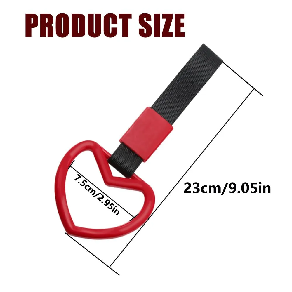 1pc PVC Tow Rope Heart Ring Car Tow Decoration Belt Train Bus Handle Hand Strap Drift Charm Strap Drift Front Tow Hook