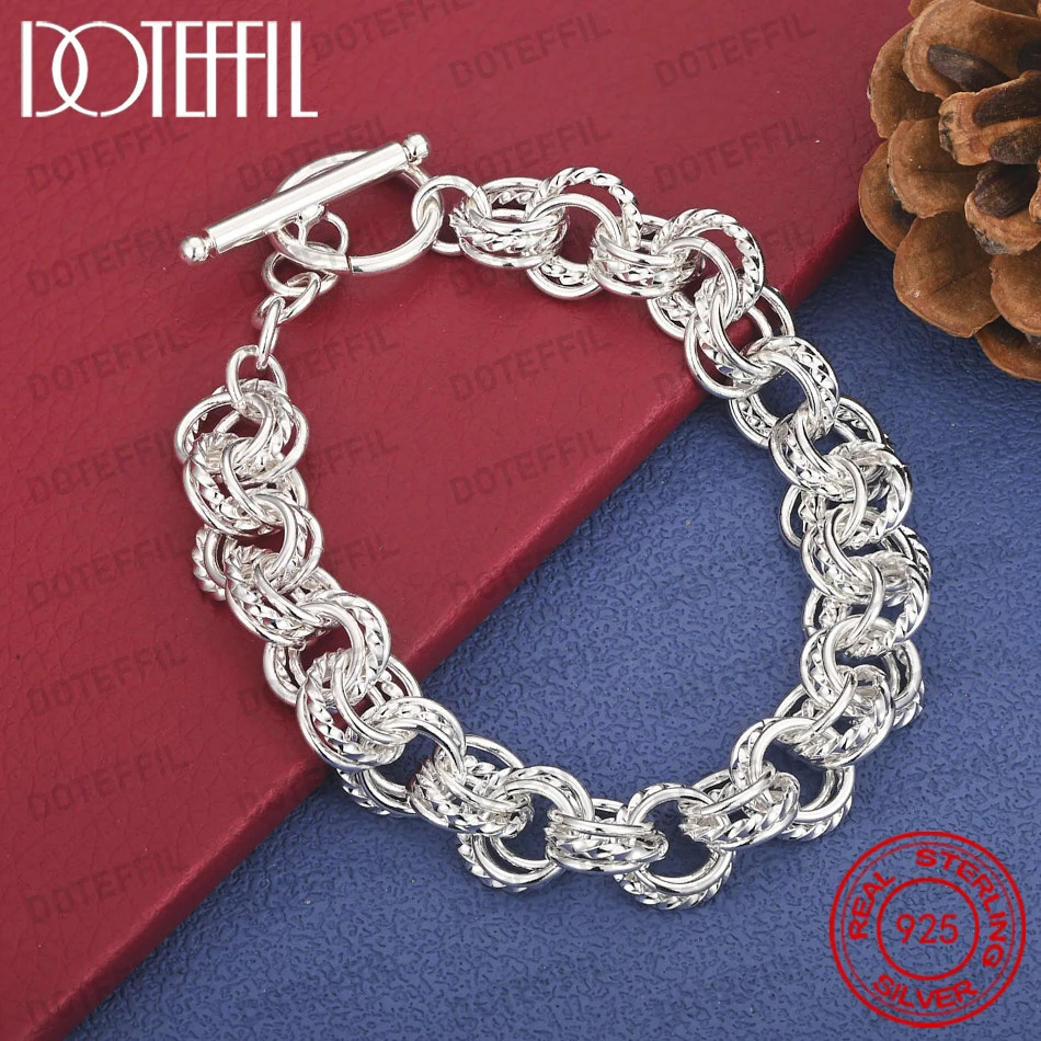 925 Sterling Silber 8-Zoll Filigranes Mehrfachschlaufen-Armband für Männer und Frauen, Partygeschenk, Hip-Hop Schmuckzubehör