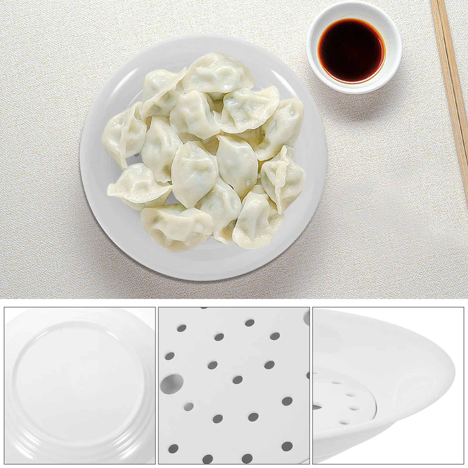 

1Pcs Melamine Dumpling Plate Double-Layer Draining Kitchen Supplies Practical Multipurpose Home Dining Restaurant Use