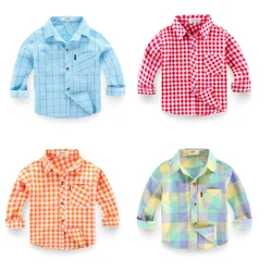 Fashion Plaid Baby Boys Shirts Kids Cotton Shirt Casual Striped Blouse Children Top Shirts Boy wear For Spring Autumn