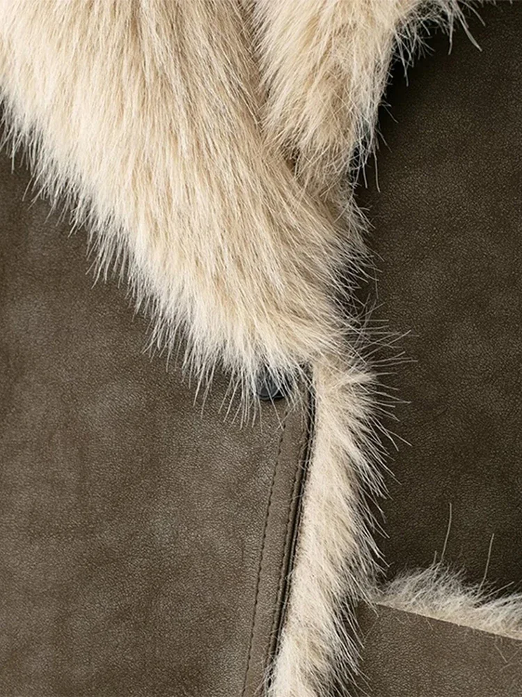 Vrouwelijke Jas Herfst Winter Dames Overjas Elegante Nepbont Vrouwen Lange Jas Mode Dikke Turn-down Kraag Lange Mouw