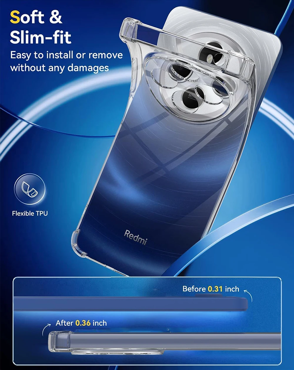 SHOCK MAT SHOCKPROOF SILICONE SOFT CASE FOR XIAOMI REDMI 14C 13 13C 12 12C 11A 10 10A 10C 9 9A 9C 9T CLEAR ULTRA THIN COVER