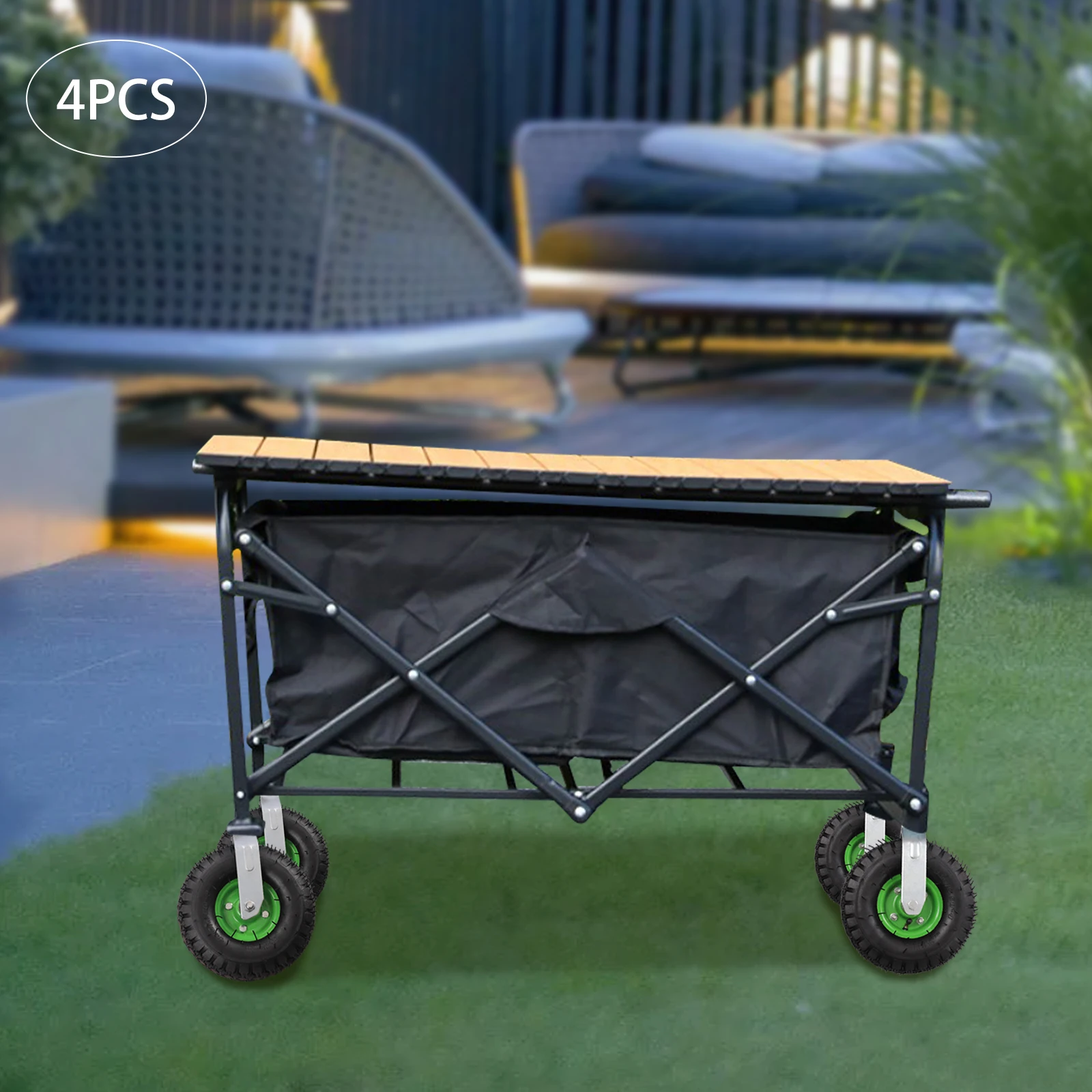 10 Inch Pneumatic Caster Set 2 Swivel 2 Rigid Plate Mount Galvanized Thick Bracket Rubber Inflatable Tire Double Ball Bearing 300Kg Load Cart Furniture Industrial Mobility Wheel Kit view 7