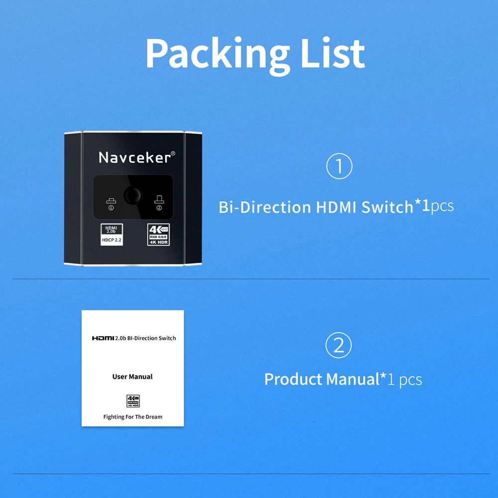 2022 Terbaik HDMI Switcher 4K Bi-direction 2.0 HDMI Switch 1x 2/2X1 Adapter 2 In 1 Out Converter untuk PS4 PS5 TV Box HDMI Splitter