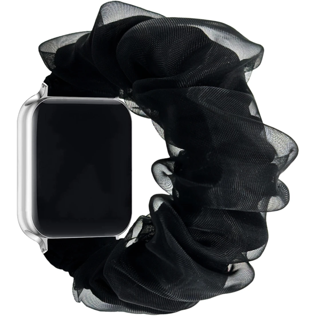 The new organza double Compatible with Apple Watch Bands Scrunchies 38/40/45mmWomen Cloth Pattern Printed Fabric Wristbands