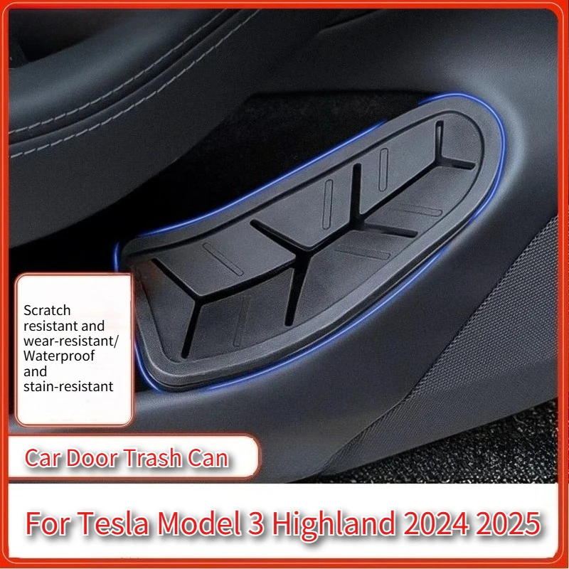 

Car Side Door Trash Can for Tesla Model 3 Highland 2024 2025 Garbage Can Trash Bin Storage Box Organizer Interior Accessories