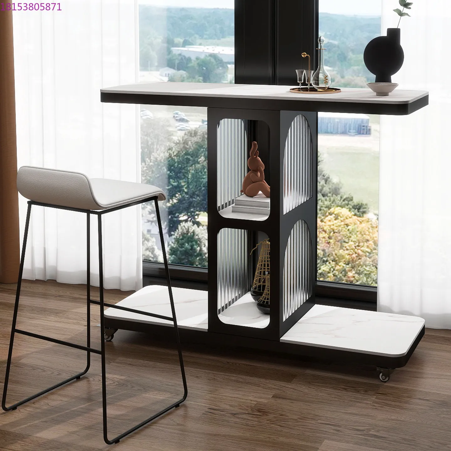 

Modern simple mobile small bar table household light luxury high-end long table balcony leisure