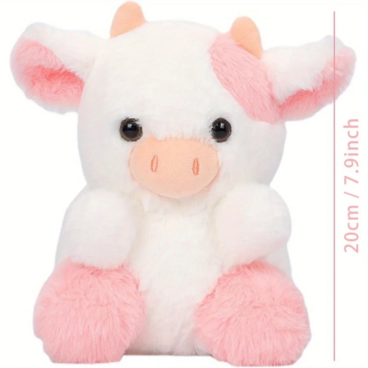 1Pcs 7.9 Inch Cute Cow Stuffed Animal Toy, Super Soft and Cute Cow Doll, Christmas, New Year, Birthday Gift