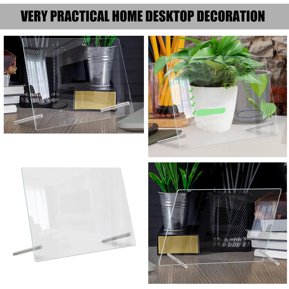 1 set 1 Set Acrylic Message Clear Writing Memo Board For Home Office Tabletop Use Multi-Function Erasable Note Board Desktop