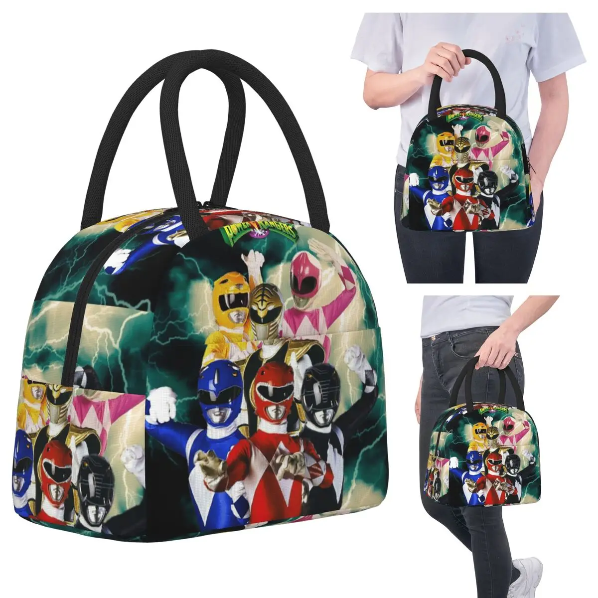 

Mighty Morphin Power Ranger Insulated Lunch Bag for Kids School Cooler Thermal Food Box Tote Leakproof Lunch Boxes Container