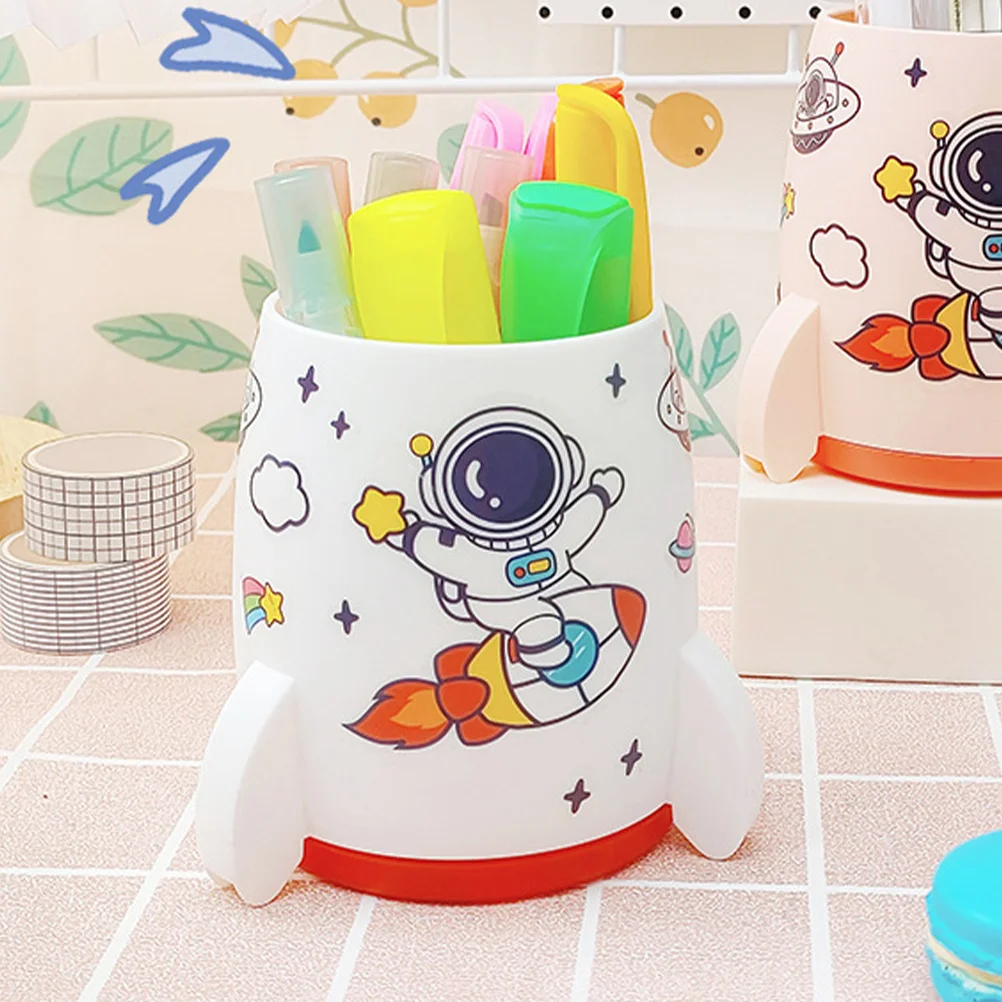 

Rocket Shaped Pencil Dispenser Cute Pen Holder Desktop Makeup Brush Holder Organizer Stable Desktop Pen Container