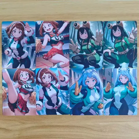 8PCS/set NSFW Cards MHA cheerleading Asui Tsuyu Ochaco Uraraka Hado Nejire Double Sided Collection Card 18+