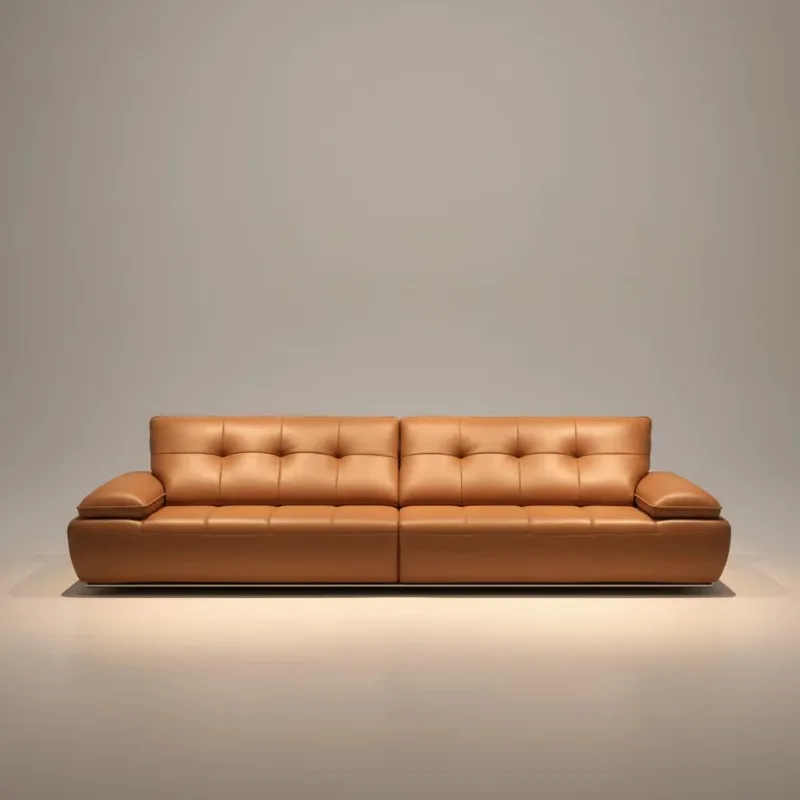 

High-quality first-layer cowhide corner sofa set, modern solid wood frame, suitable for villa apartments