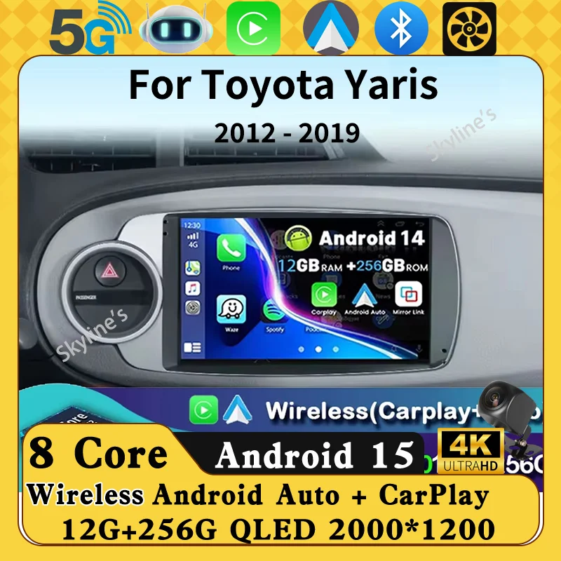 Car Radio Multimedia PlayerAndroid 16 For Toyota Yaris 2012 2013 2014 2015 2016 2017 Auto Wireless Carplay DSP 48EQ NO 2Din DVD