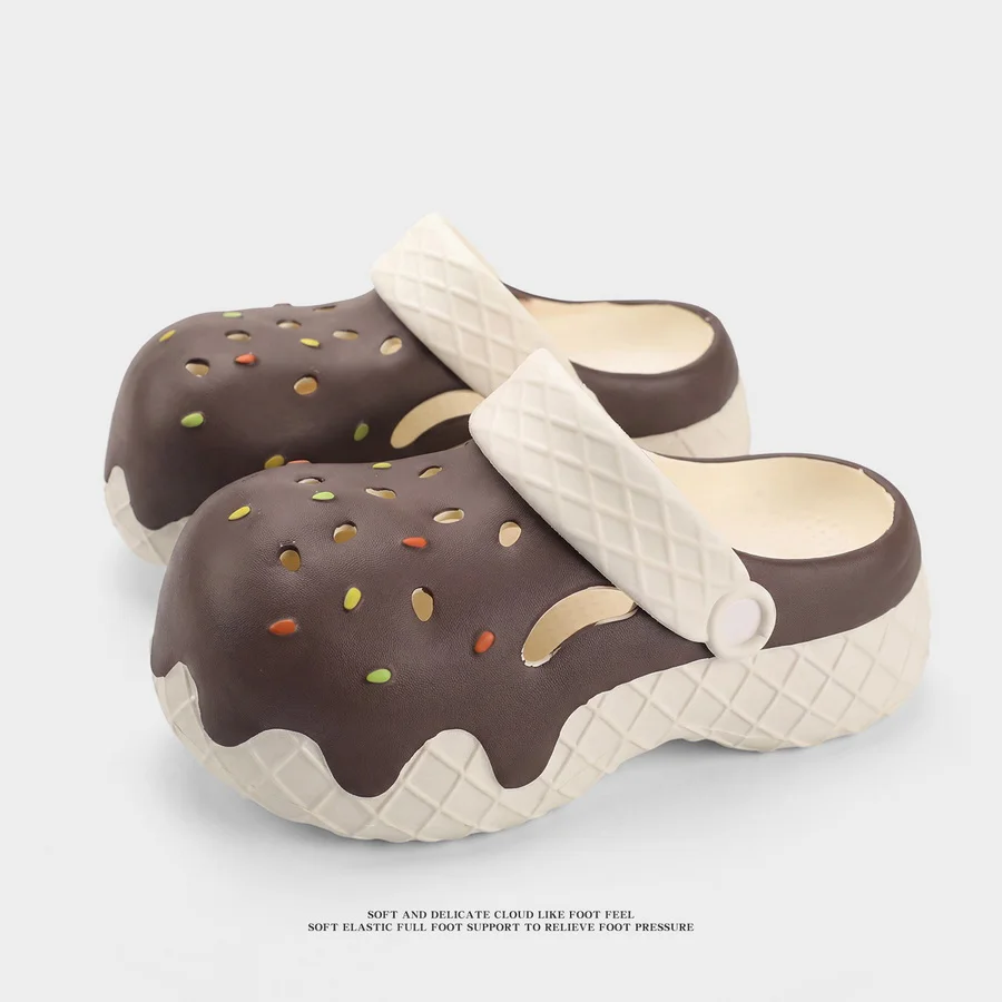 

New novelty ice cream mules clogs women's summer slip on sandals beach slides shoes woman platform clog sandal odorless slipper