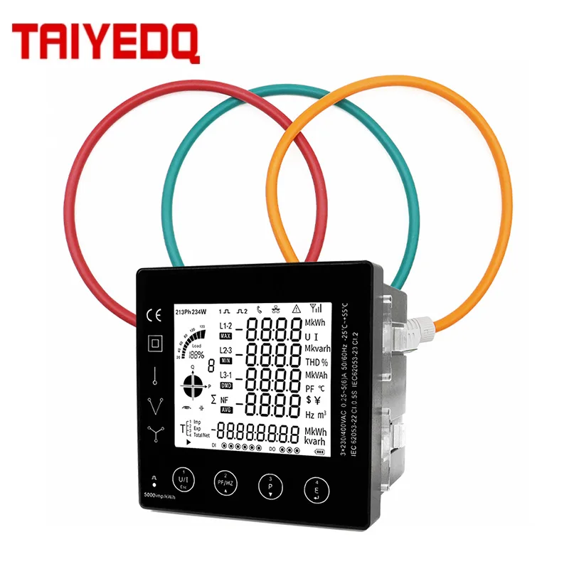 Three Phase KWH Energy Consumption Meter Panel With 3pcs Roche Coils 1KA/85MV Energy Bidirectional Meter