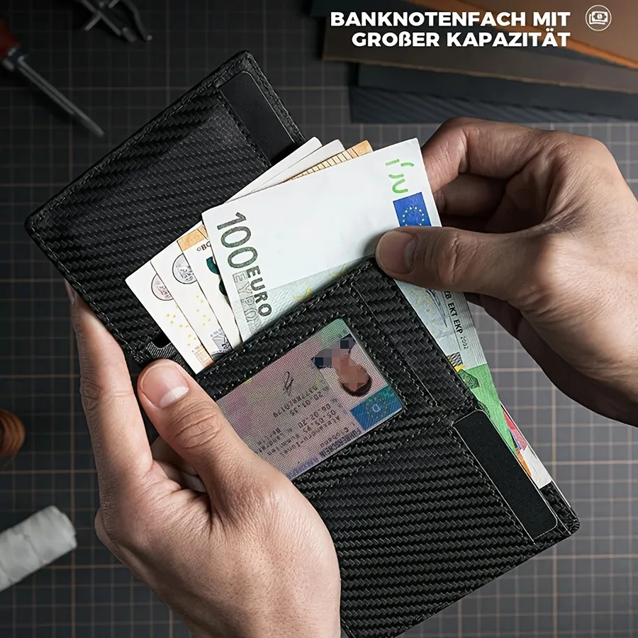 محفظة رفيعة مع فتحة عملة معدنية لبطاقة الائتمان للرجال للإغلاق المغناطيسي وحماية RFID للرجال