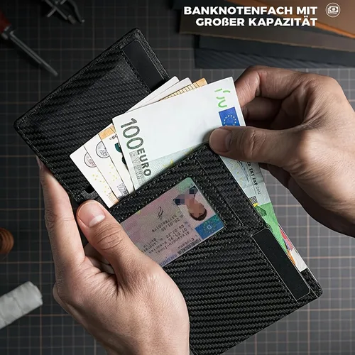 Imagen 2 del producto Cartera delgada con ranura para monedas Cartera para tarjetas de crédito para hombre con cierre magnético Cartera para hombre con protección RFID