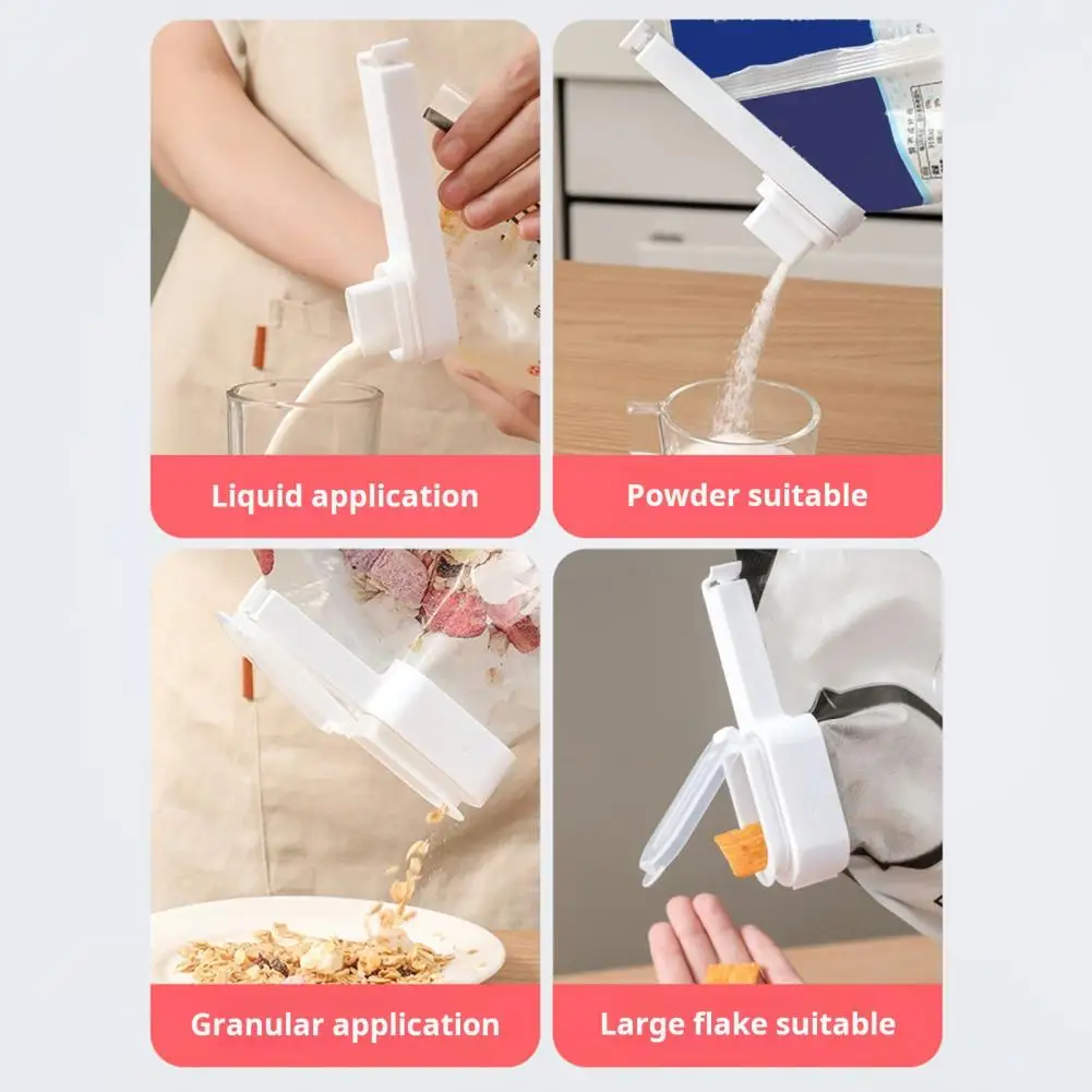 

Bag Clip with Pour Spout Reusable Plastic Bag Clips with Pour Spouts for Snack Storage Set of 2 Food Bag Sealing Clips Pour