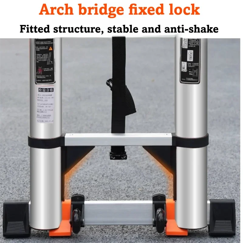 Compact Telescopic Straight Ladder Quick Retraction Design For Loft And Household Use