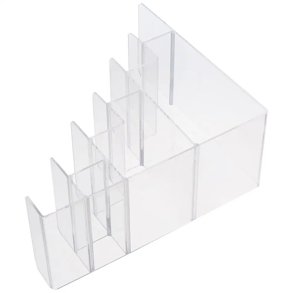 Showcase Fixture Acrylic Clear Display Risers Transparent 6 Tiers Wallet Holder Stand Handbag Purse Display Shelf Collection