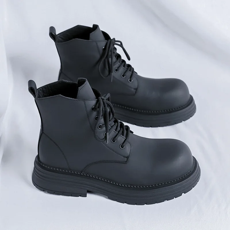 

Мужская модная обувь для выпускного вечера, осенне-зимние ботинки, обувь из натуральной кожи на шнуровке, ковбойские рабочие ботинки, красивые ботильоны на платформе