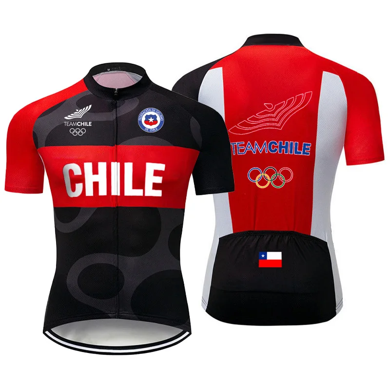 Short Sleeve Shirt MTB and Road Cycling, Chile Flag Shirt, Short Sleeve Shirt, Outdoor Sport Clothing, Chilean Cycling Jersey